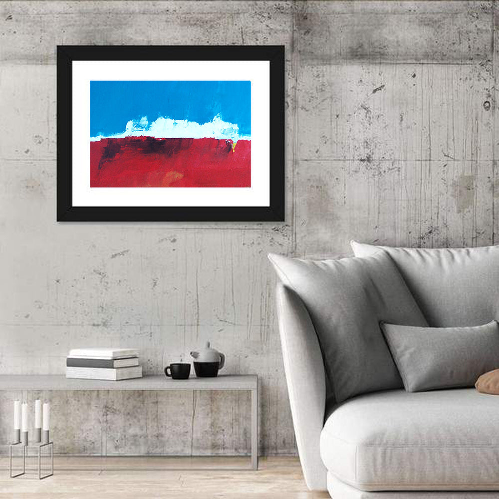 Ocean Horizon Abstract Wall Art in a room, landscape