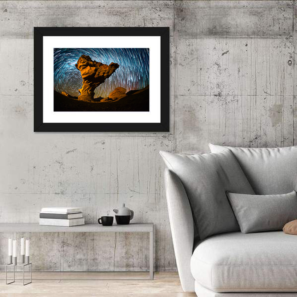 Arbol De Piedra Night Sky Wall Art in a room, landscape