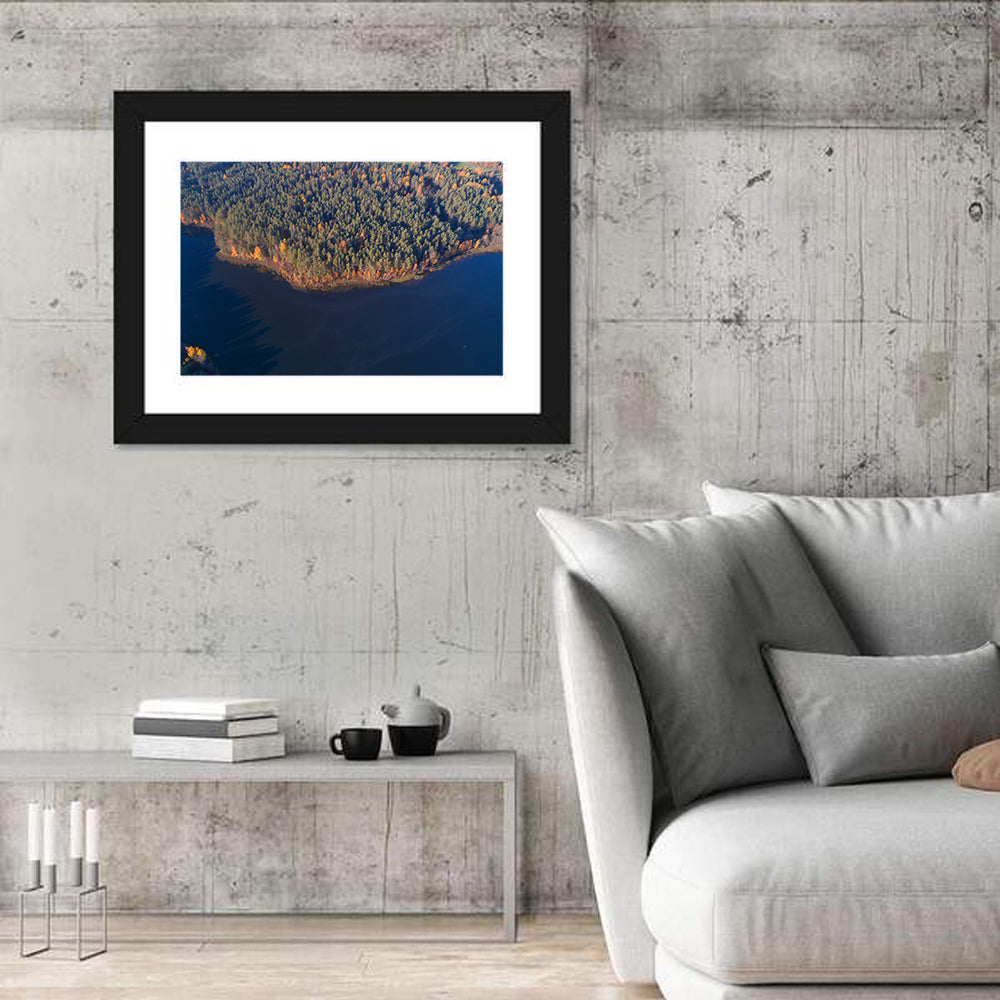 Lake Dolysets Aerial View Wall Art in a room, landscape