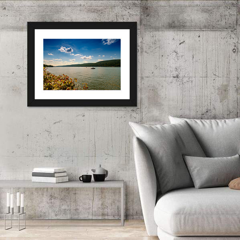 Greenwood Lake Autumn View Wall Art in a room, landscape