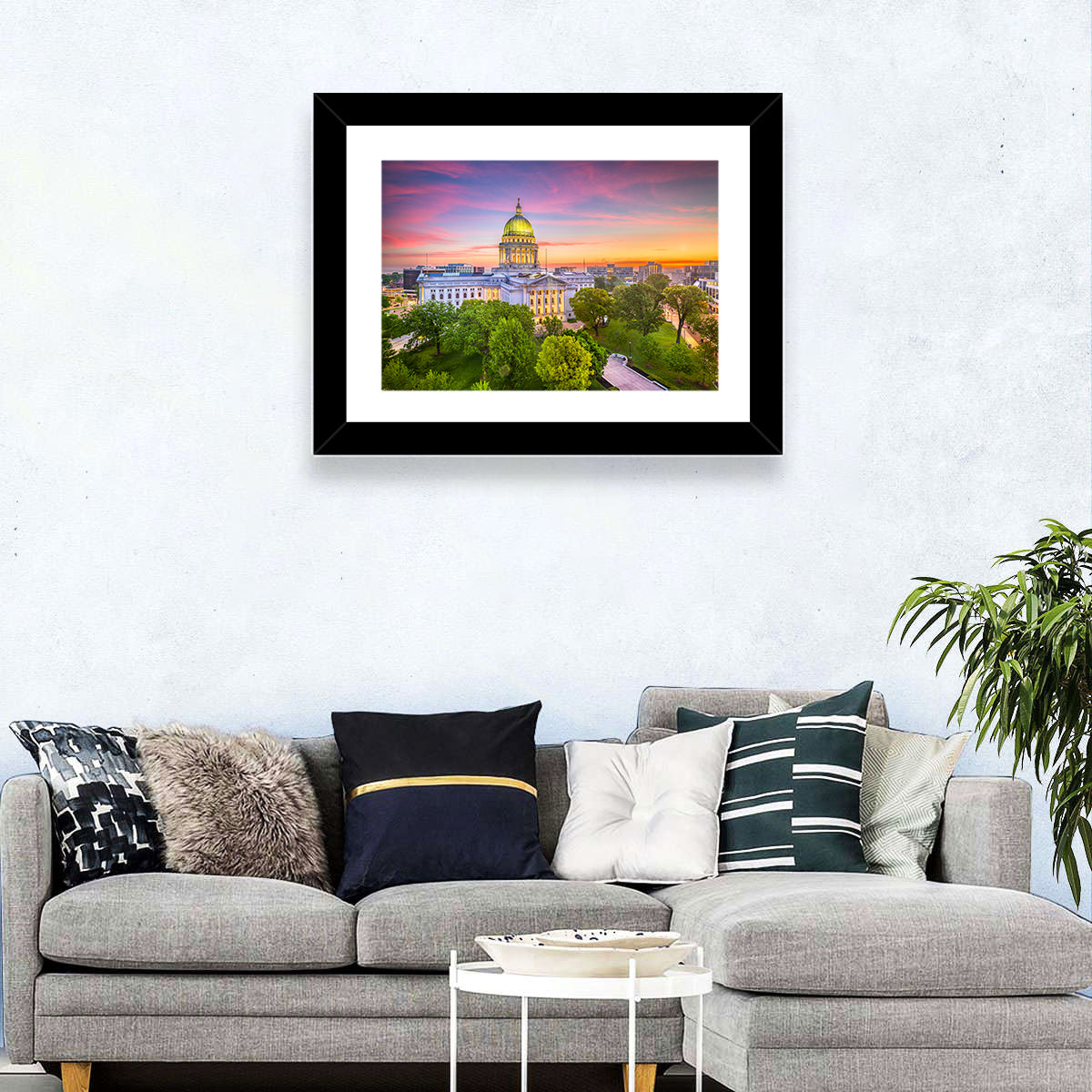 Madison State Capitol at Dusk Wall Art in a room, landscape