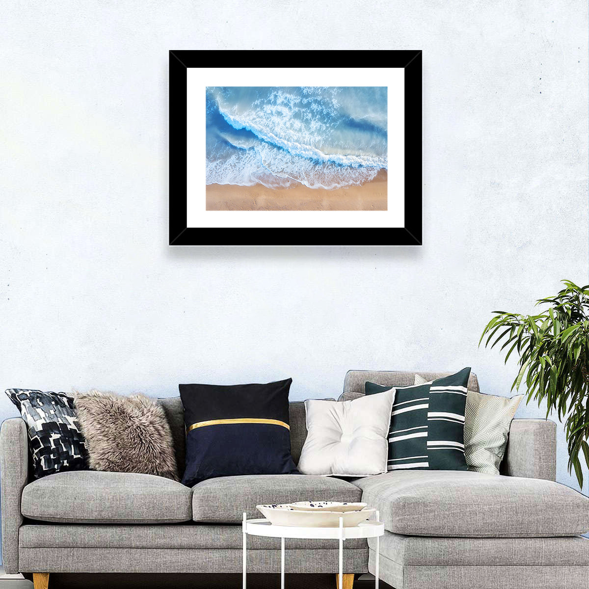 Aerial Turquoise Beach Waves Wall Art
