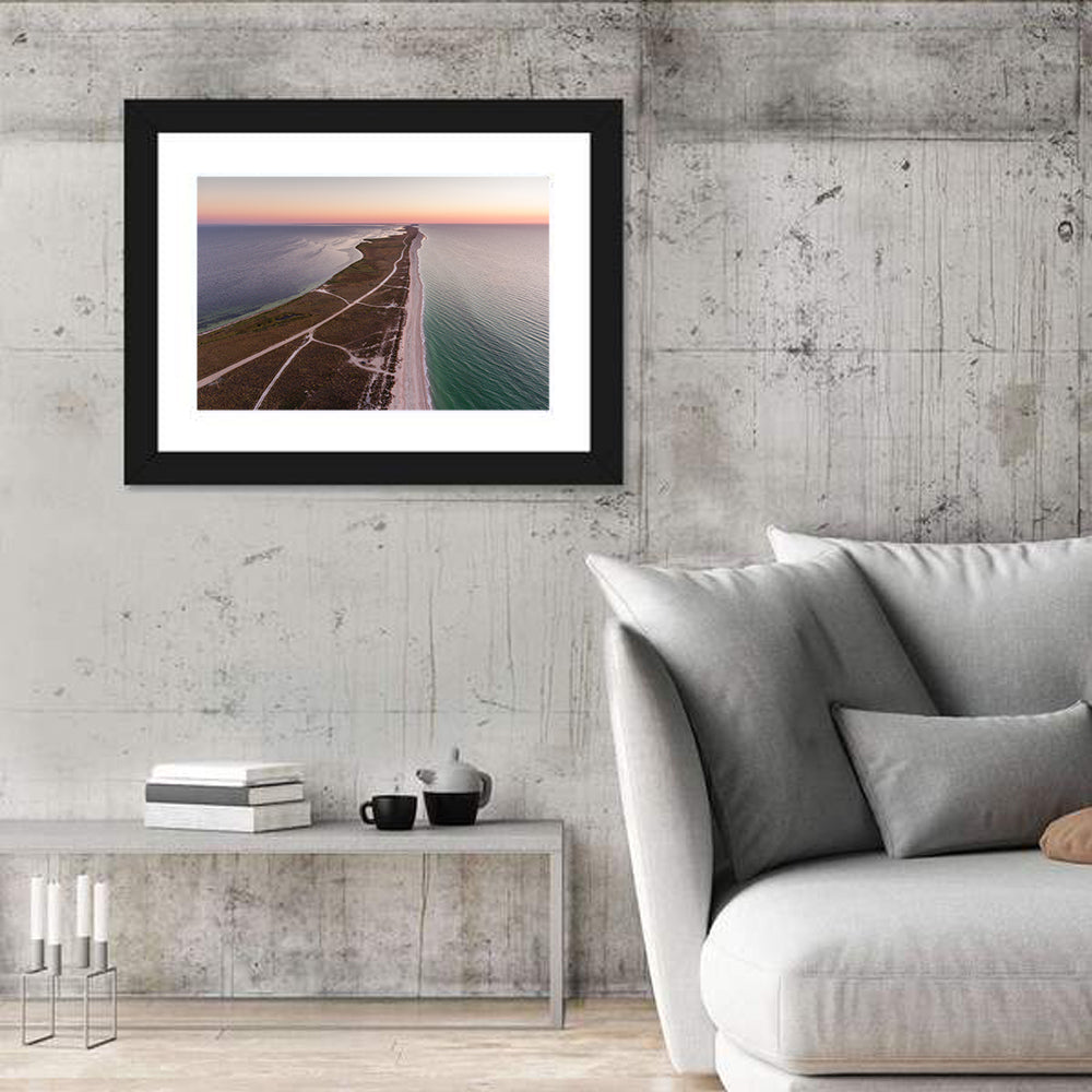 Byriuchyi Island Coastline Wall Art in a room, landscape