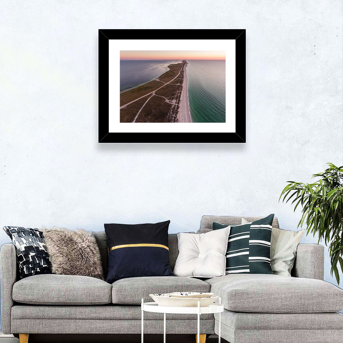 Byriuchyi Island Coastline Wall Art in a room, landscape