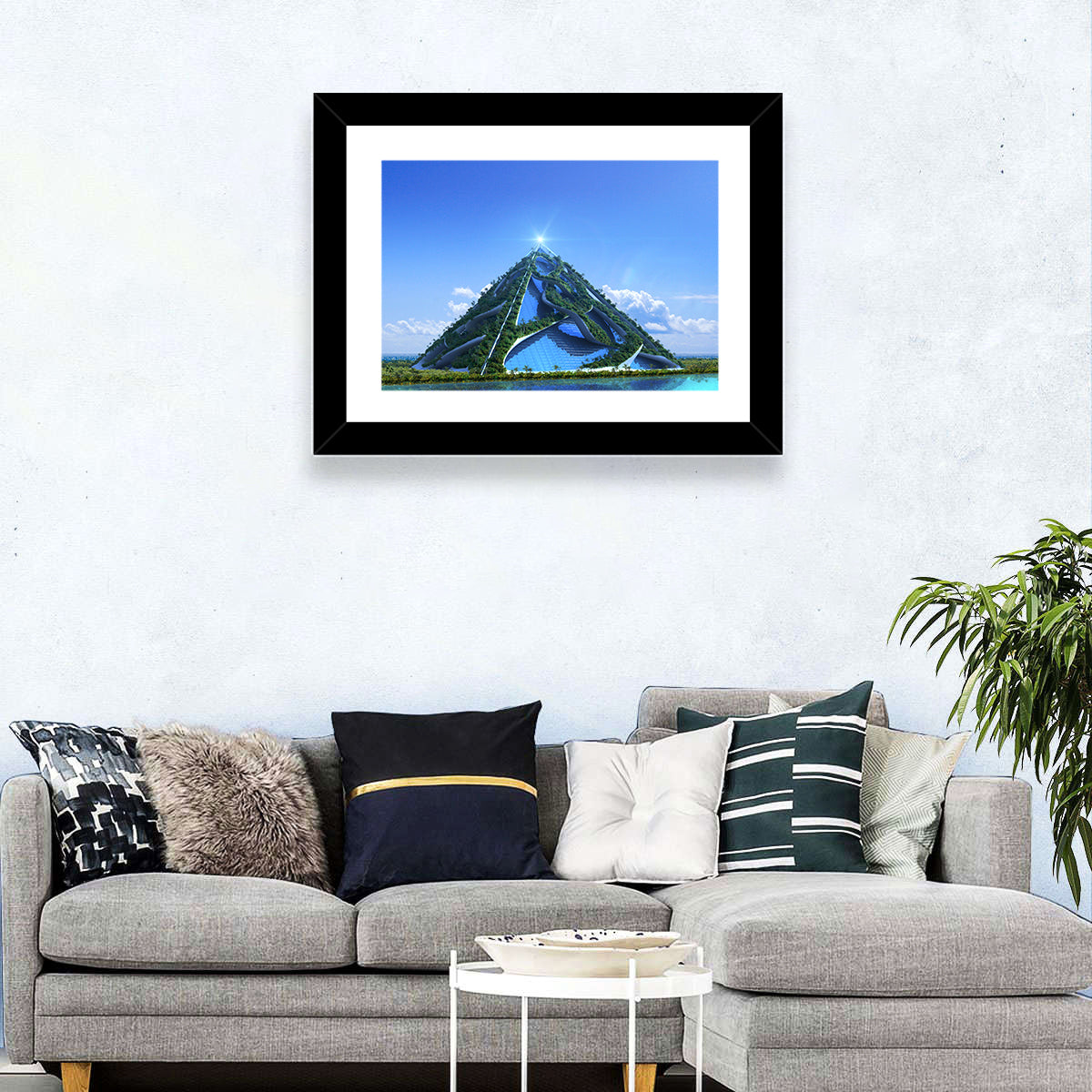 Glassy Pyramid with Gardens Wall Art