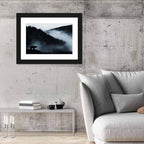 Bear Silhouette on Misty Cliff Wall Art