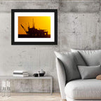Oil Rig Silhouette at Sunset Wall Art