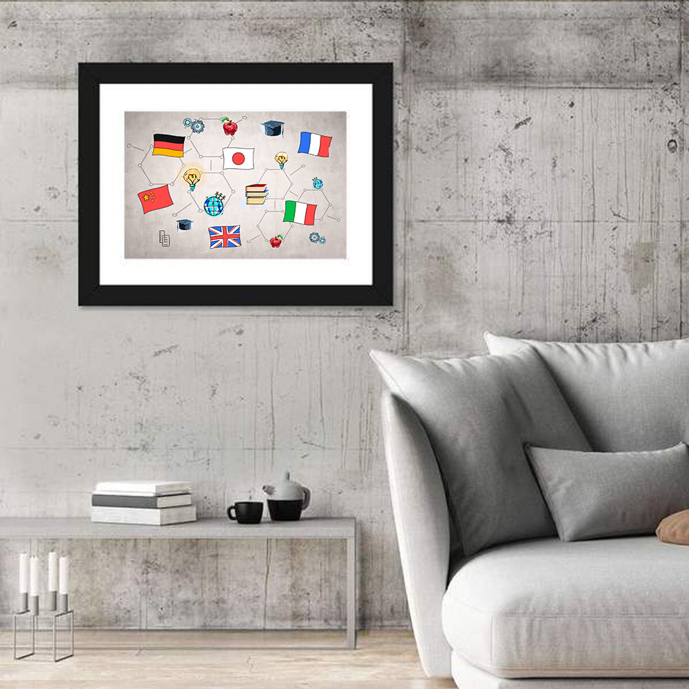Global Flags Network Wall Art in a room, landscape