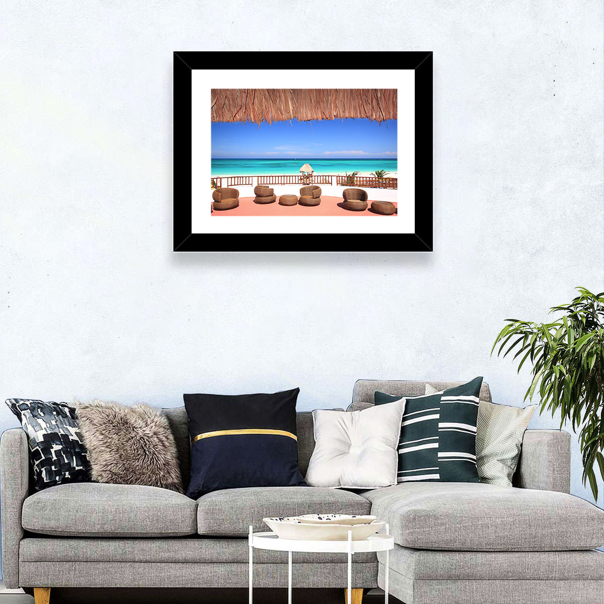 Beach Resort Balcony View Wall Art in a room, landscape