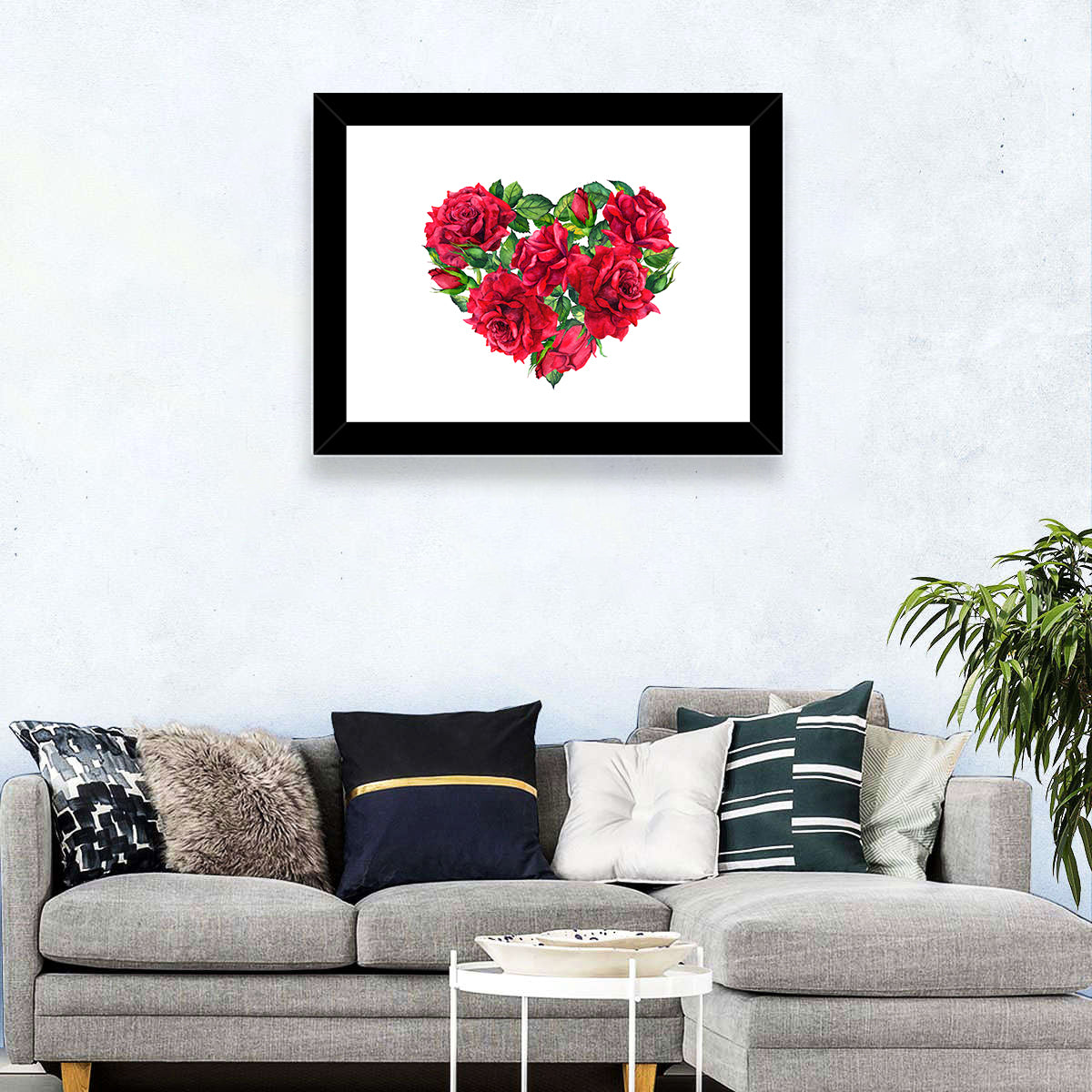 Watercolor Rose Heart Wall Art