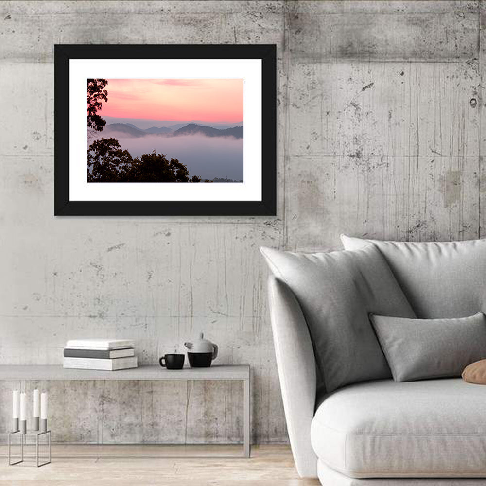 Smogy Foothills Dawn Wall Art in a room, landscape