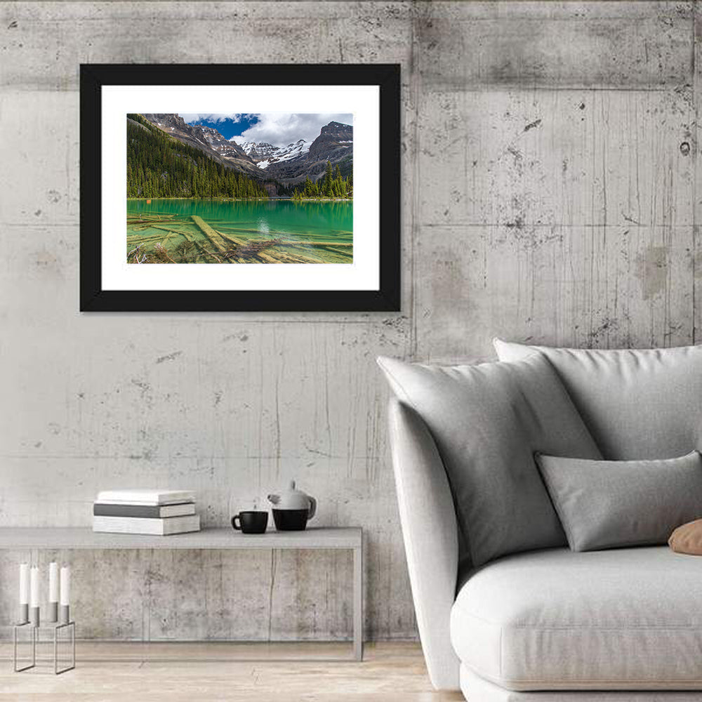Lake O'hara Reflection Wall Art in a room, landscape