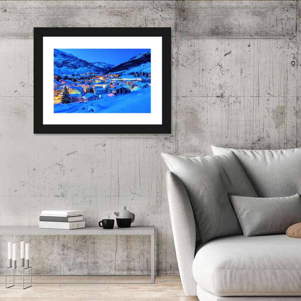 Andermatt Winter Village Wall Art in a room, landscape