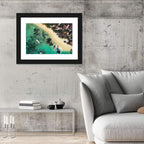 Aerial Tropical Shoreline with Six Boats Wall Art