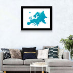 Teal Gradient Europe Map Wall Art