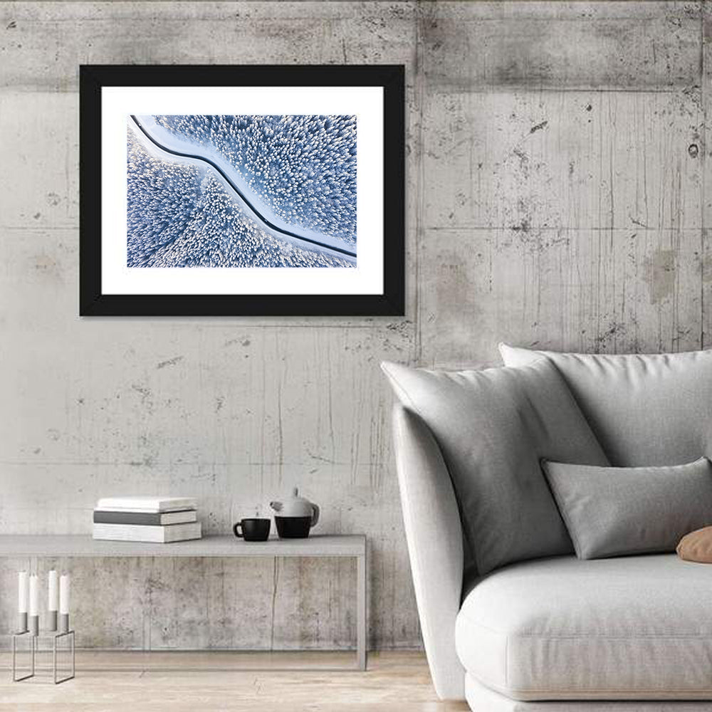 Winding Snowy Forest Road Wall Art