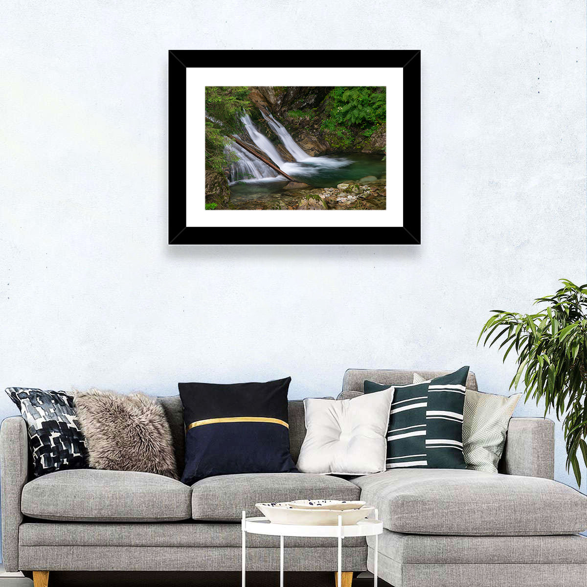 Mount Mickiewicz Waterfall Wall Art in a room, landscape