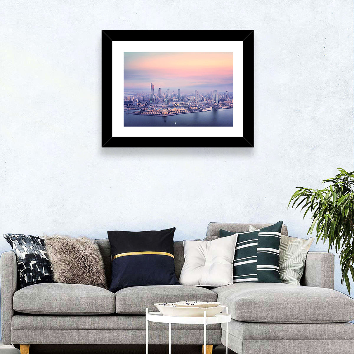 Foggy Kuwait Skyline Wall Art