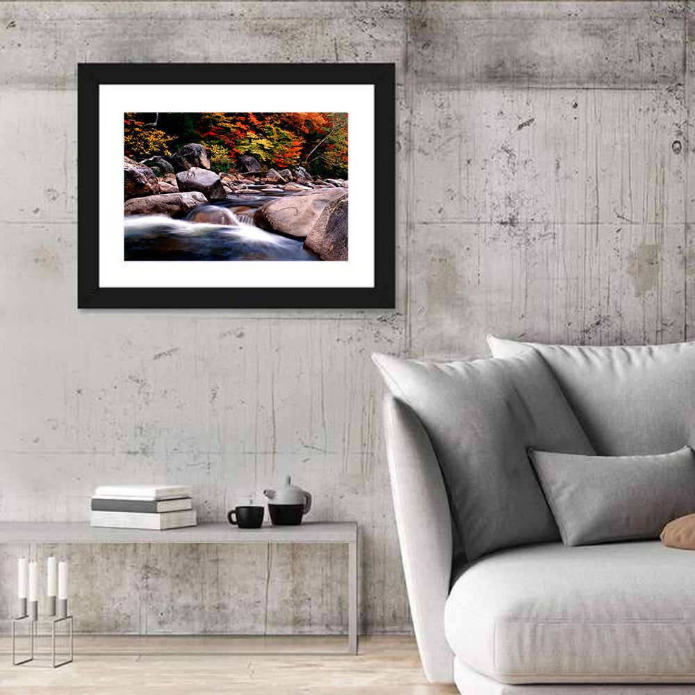 New Hampshire Autumn Stream Wall Art in a room, landscape