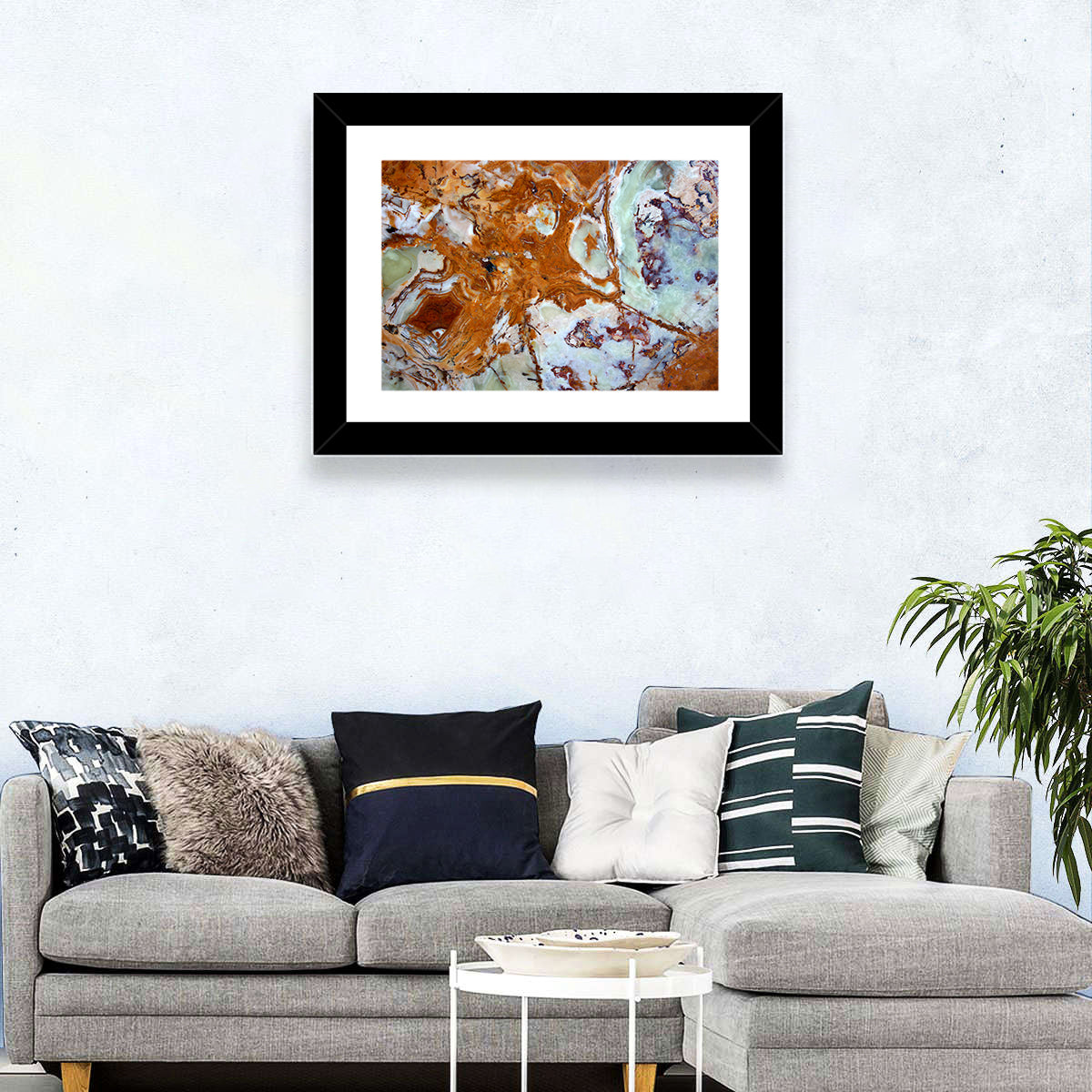 Onyx Texture Abstract Wall Art in a room, landscape