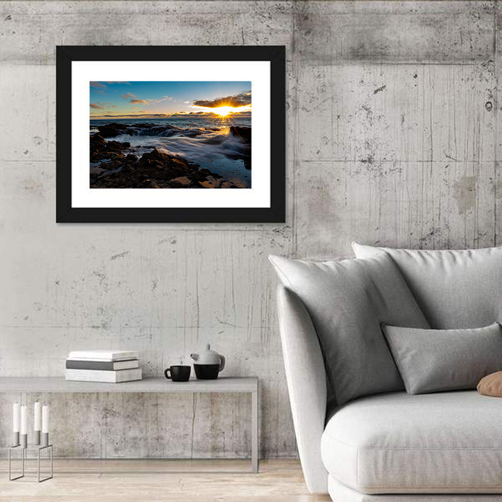 Thor's Well Sunset, Oregon Coast Wall Art in a room, landscape