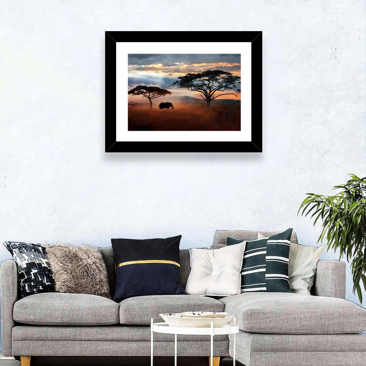 Elephant & African Landscape Wall Art