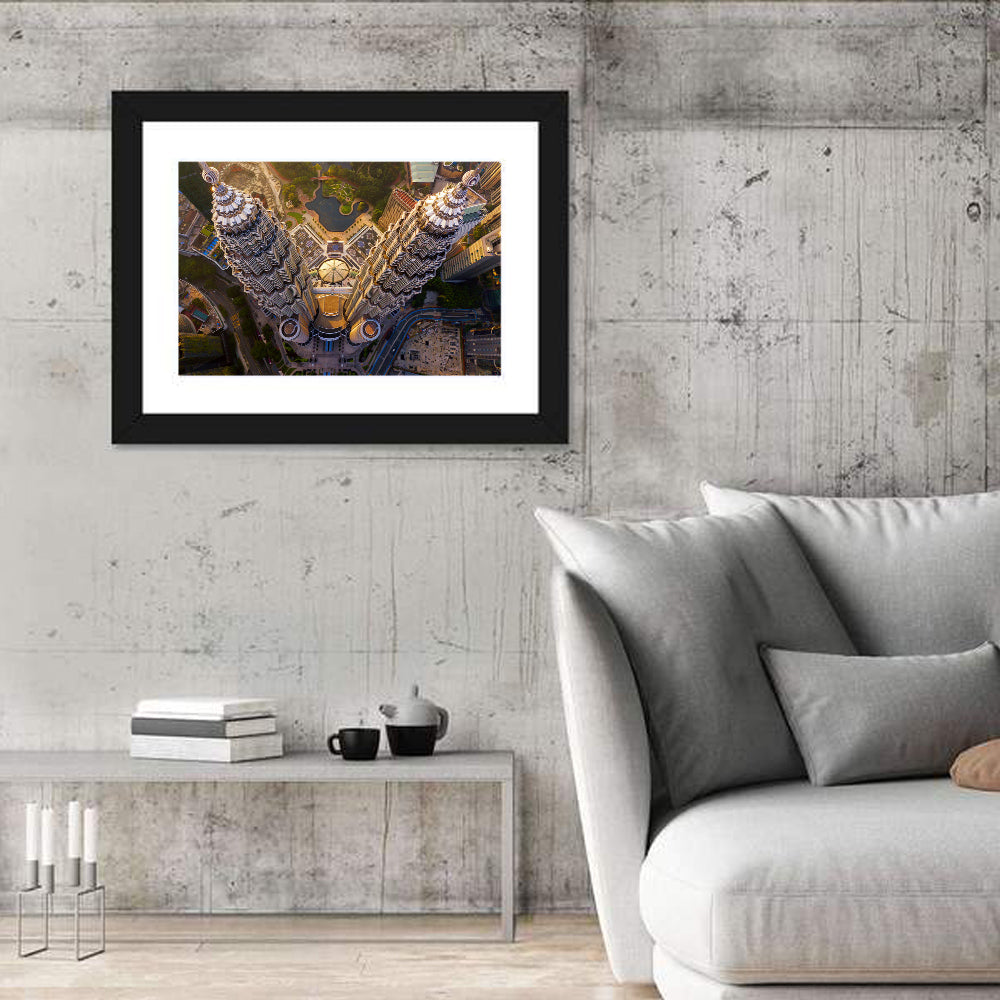 Petronas Twin Towers Kuala Lumpur Golden Hour Wall Art in a room, landscape