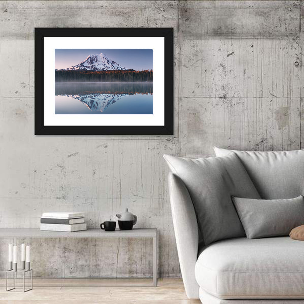 Mount Adams Sunrise Reflection Wall Art in a room, landscape