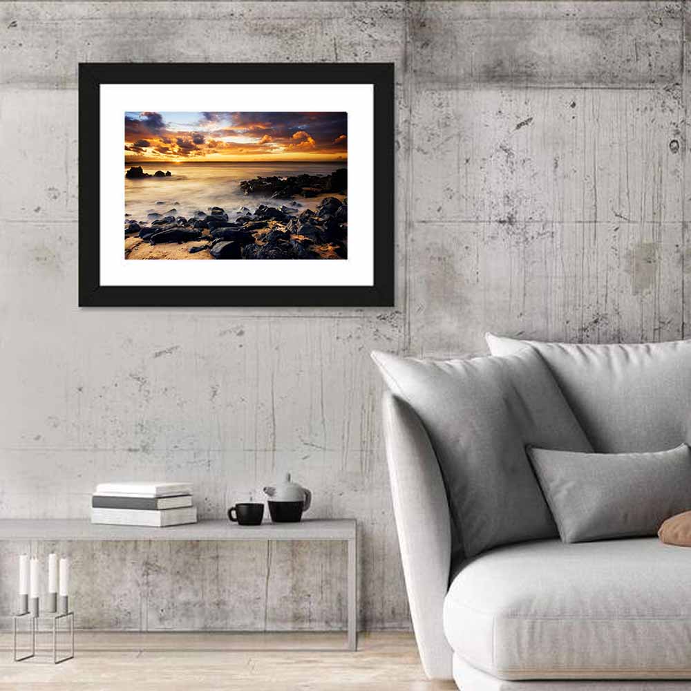Phillip Island Sunset Silhouettes Wall Art in a room, landscape