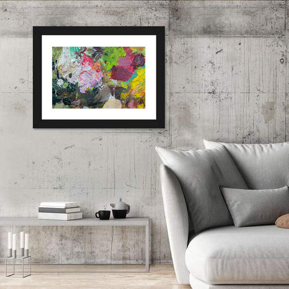 Hand Drawn Abstract Palette Wall Art in a room, landscape