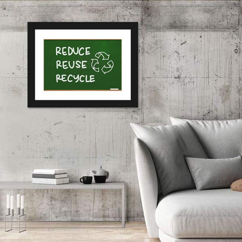 Reduce Reuse Recycle Chalkboard Wall Art in a room, landscape