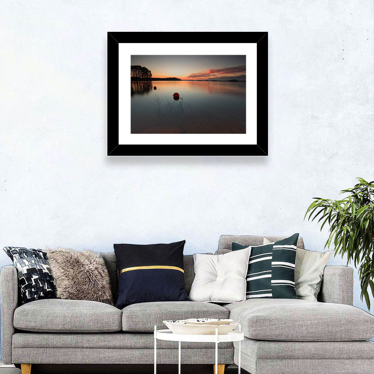Lake Lanier Buoys at Sunset Wall Art in a room, landscape