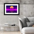 Neon Sunrise Skyline Wall Art