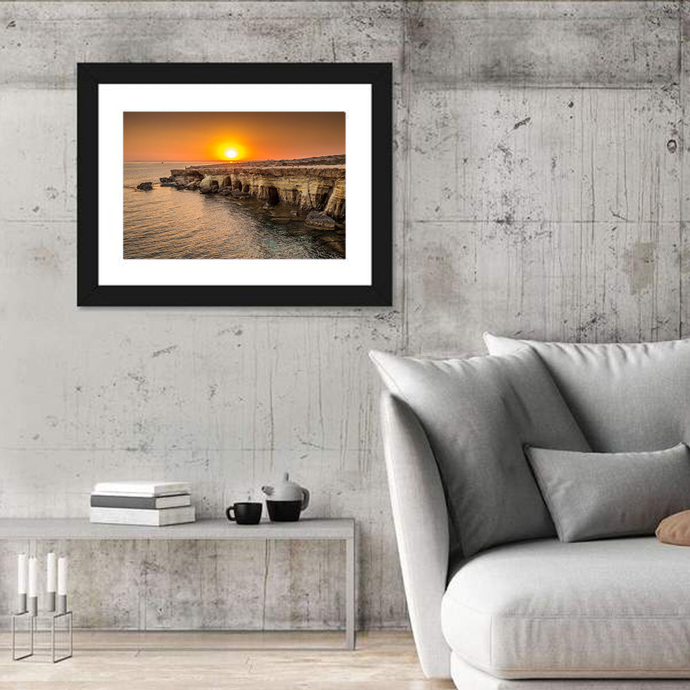 Sunset Over Sea Caves Wall Art