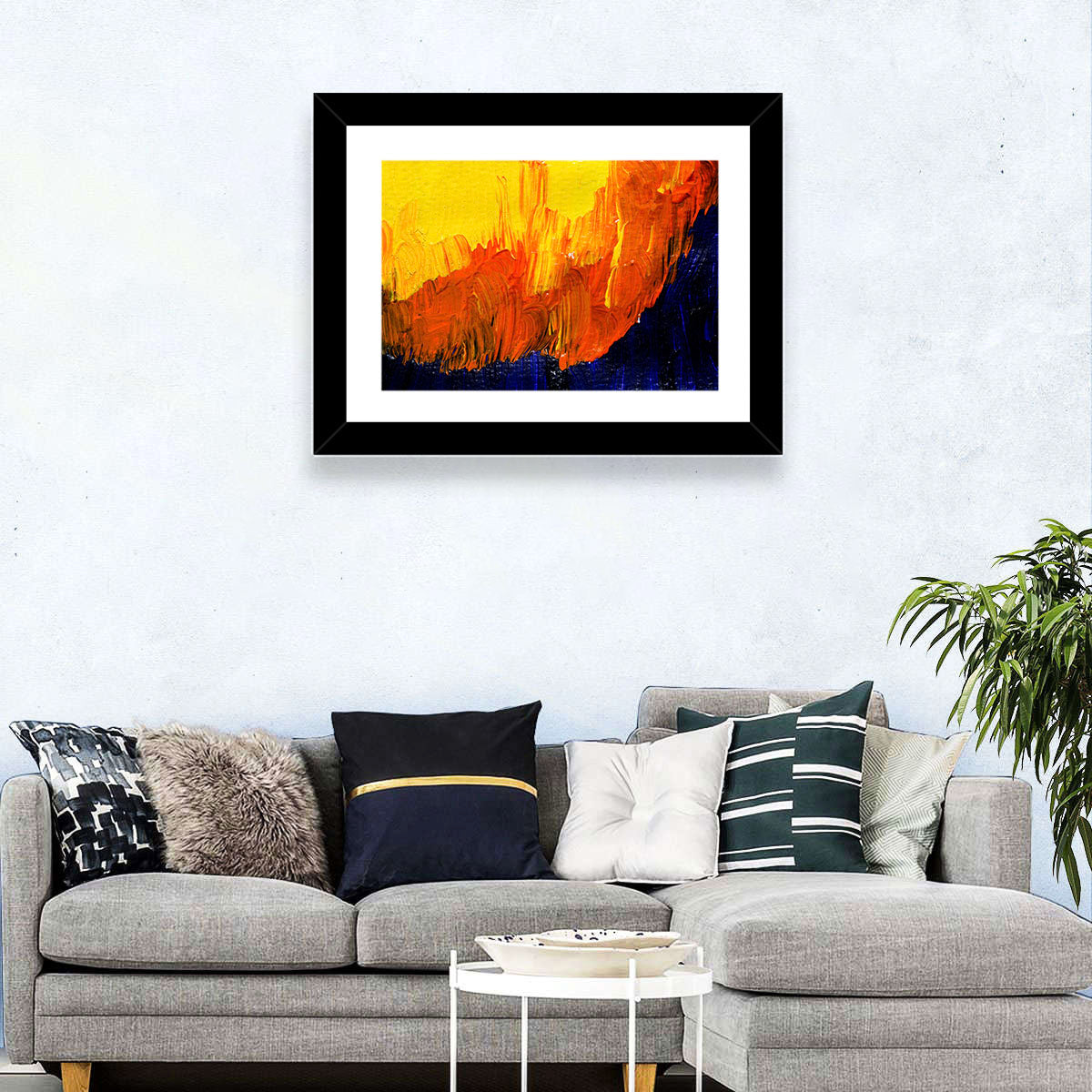 Mountain Ridge Abstract Wall Art in a room, landscape