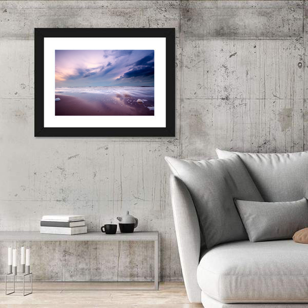 Purple Night Beach Wall Art
