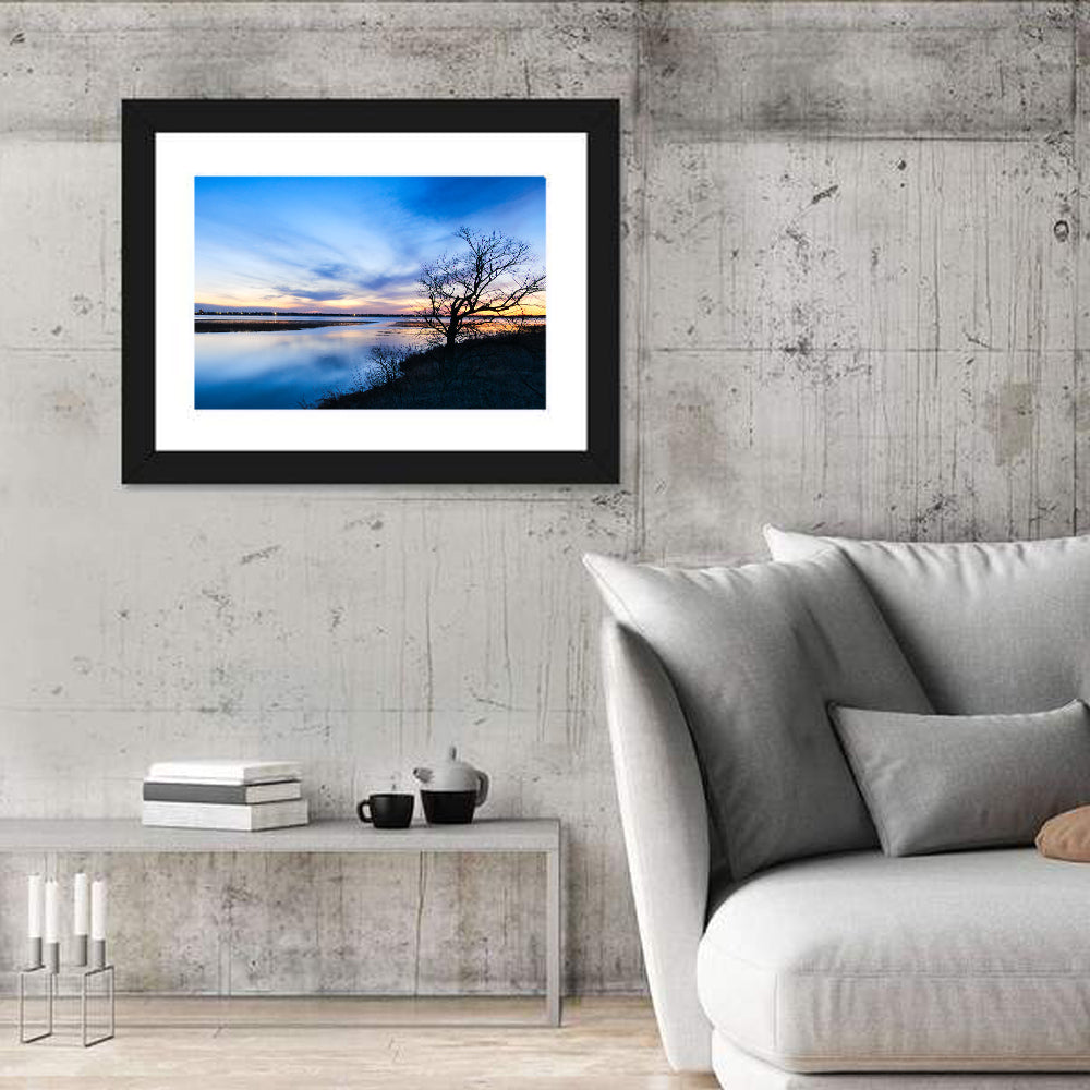Lake Bemidji Twilight Wall Art in a room, landscape