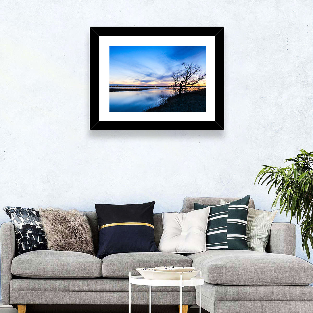 Lake Bemidji Twilight Wall Art in a room, landscape