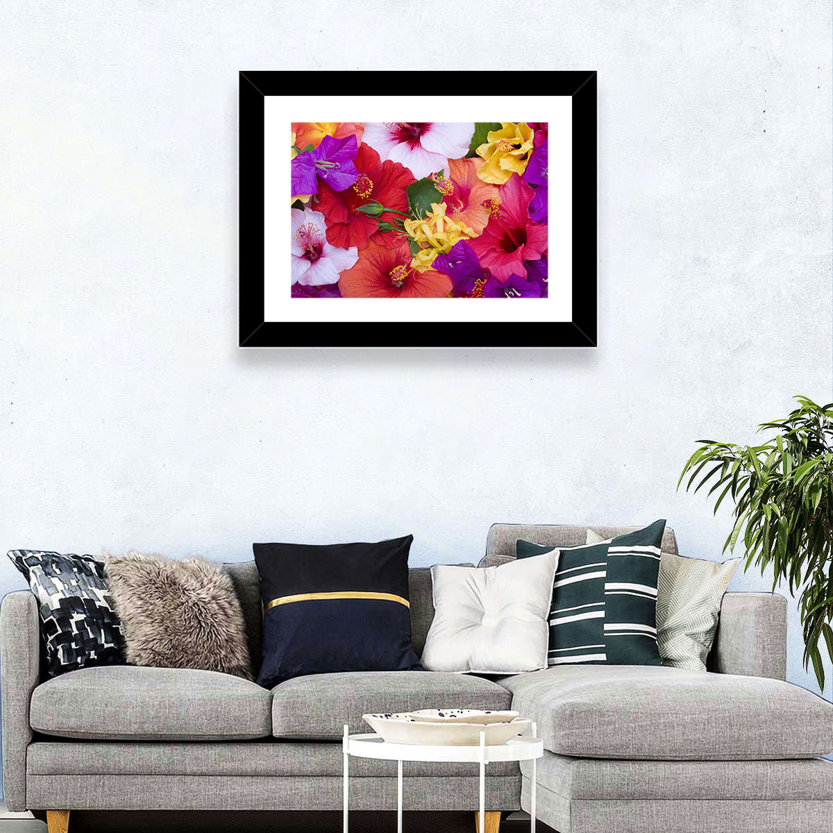 Bougainvillea And Hibiscus Flowers Wall Art
