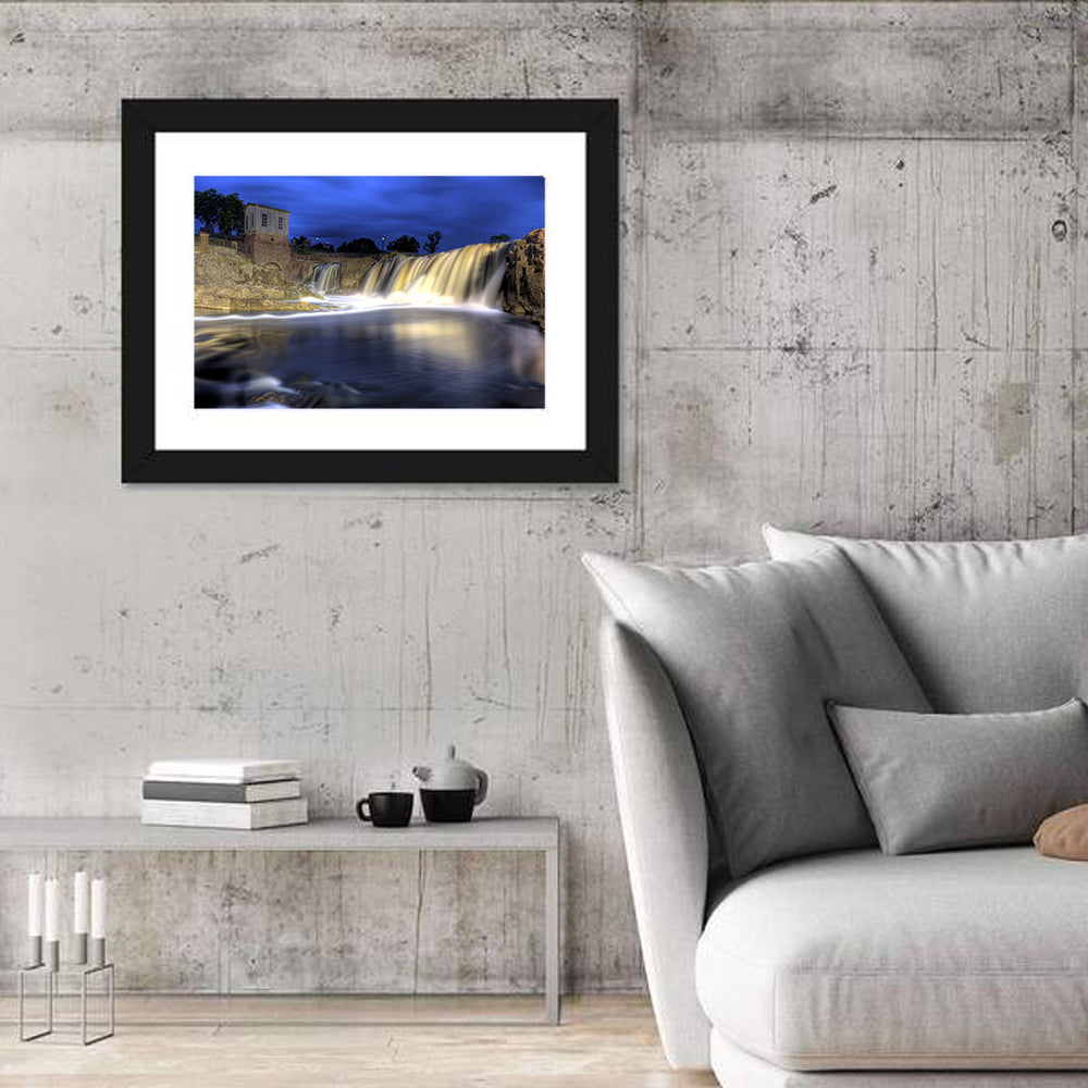 Queen Bee Mill Waterfall Wall Art in a room, landscape