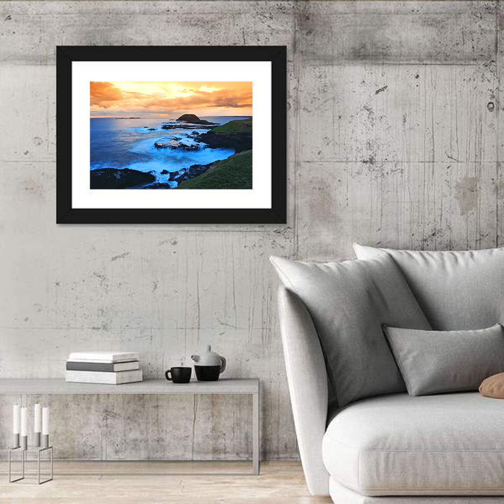Phillip Island Cliffs at Sunset Wall Art in a room, landscape