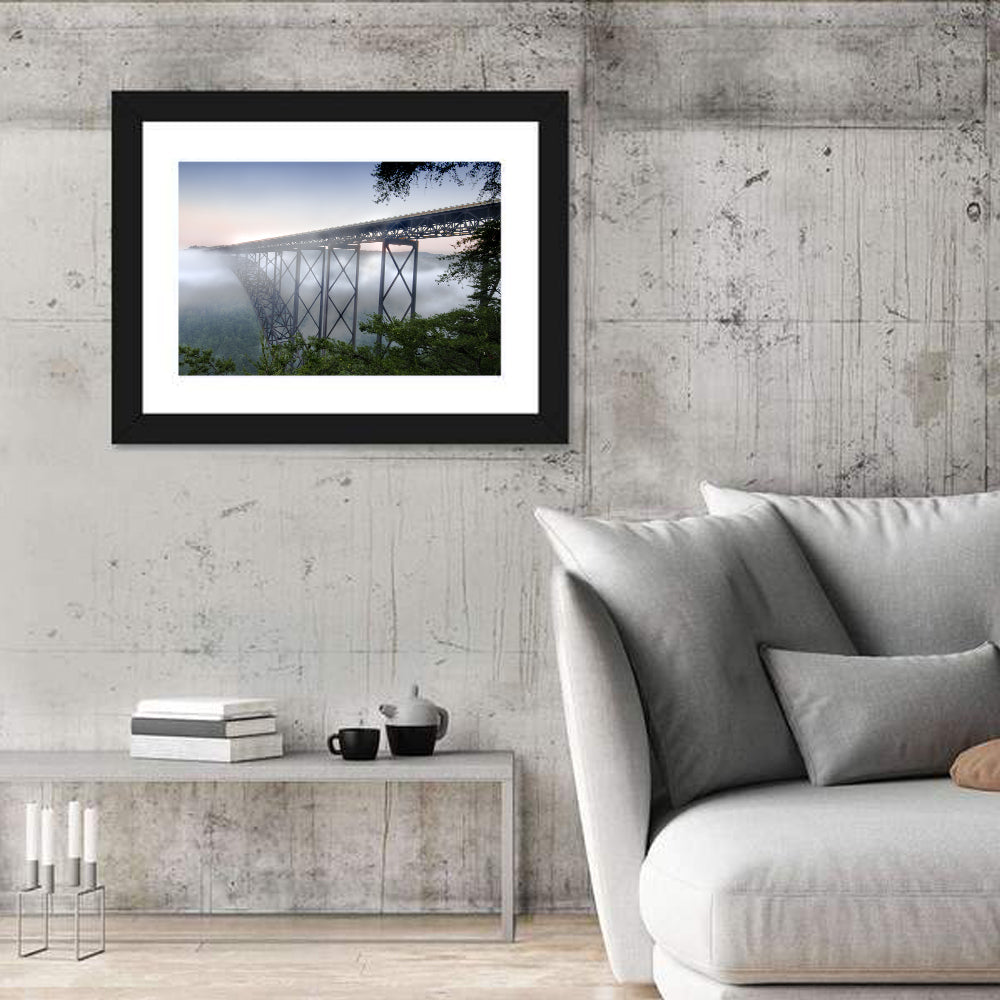New River Gorge Bridge at Dawn Wall Art in a room, landscape