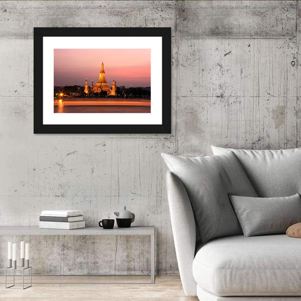 Wat Arun at Dusk Wall Art in a room, landscape