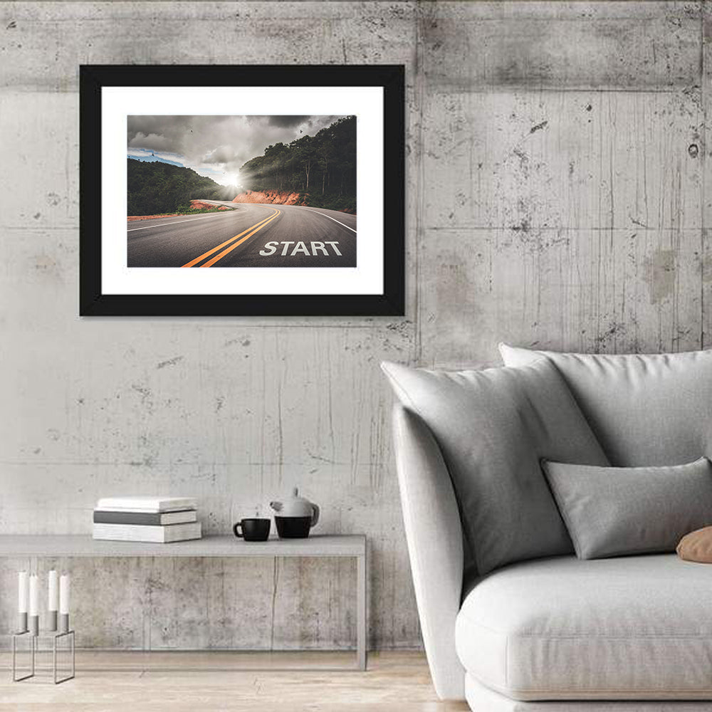 Start of a Journey, Sunrise Road Wall Art in a room, landscape