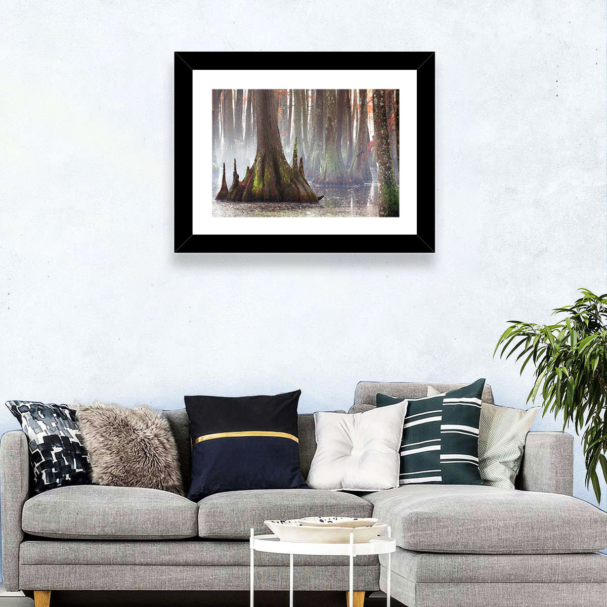 Chicot State Park Morning Fog Wall Art in a room, landscape