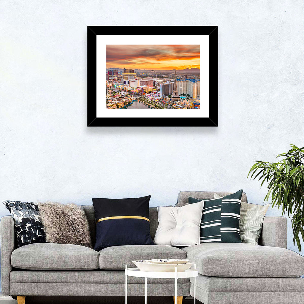 Las Vegas Strip Sunset Cityscape Wall Art