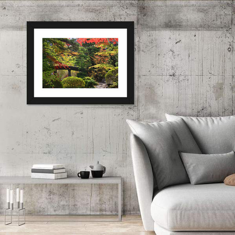Rinoji Temple Autumn Garden Wall Art in a room, landscape