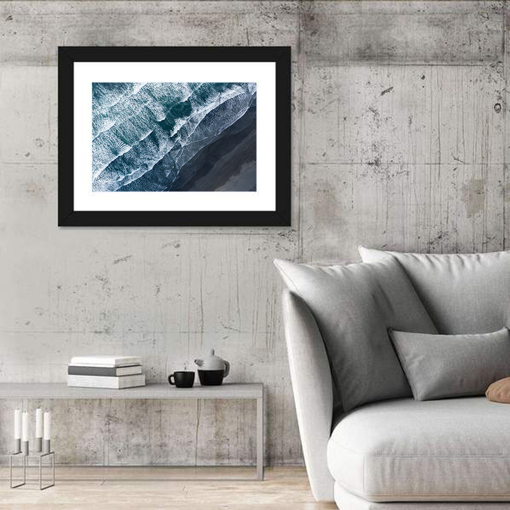 Volcanic Surf on Black Sand Wall Art