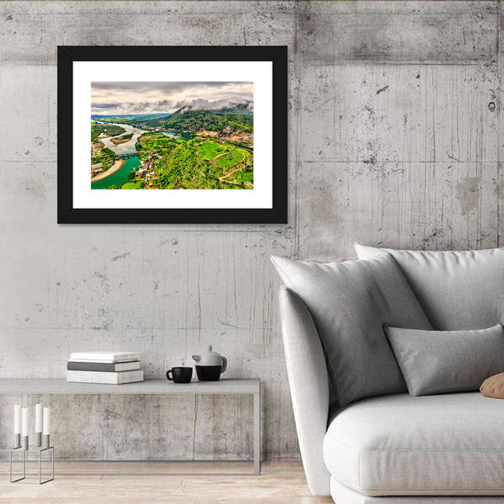 Rozafa Castle River Valley View Wall Art in a room, landscape