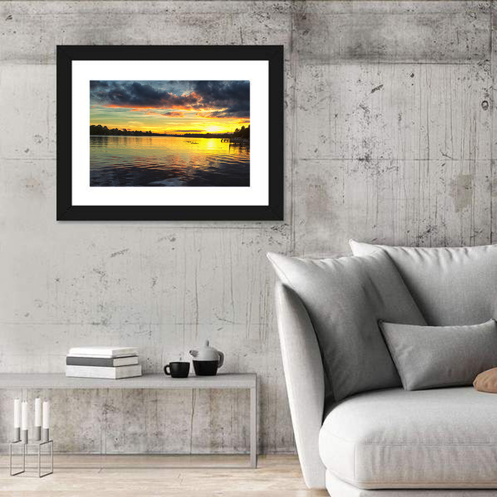 Lake Marion Sunset Wall Art in a room, landscape
